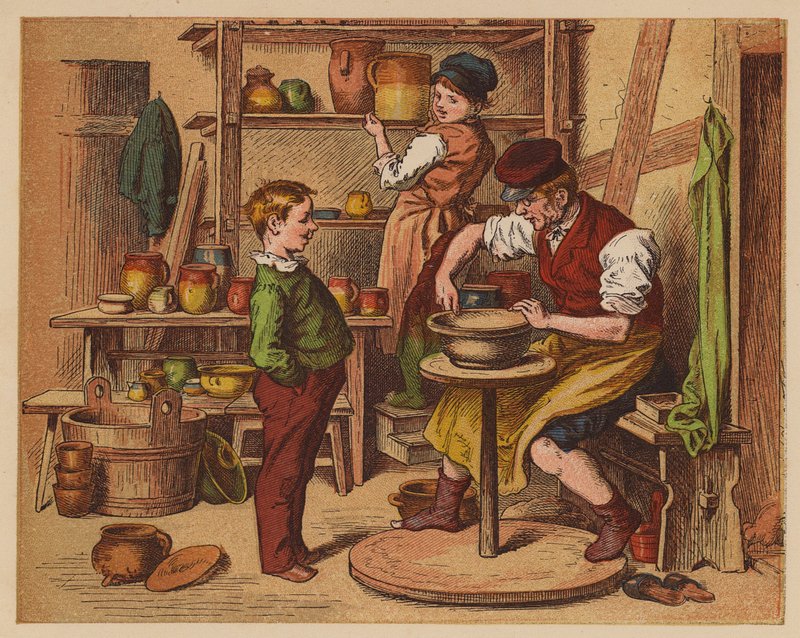 Potter (värilitografia) tekijältä Oskar Pletsch