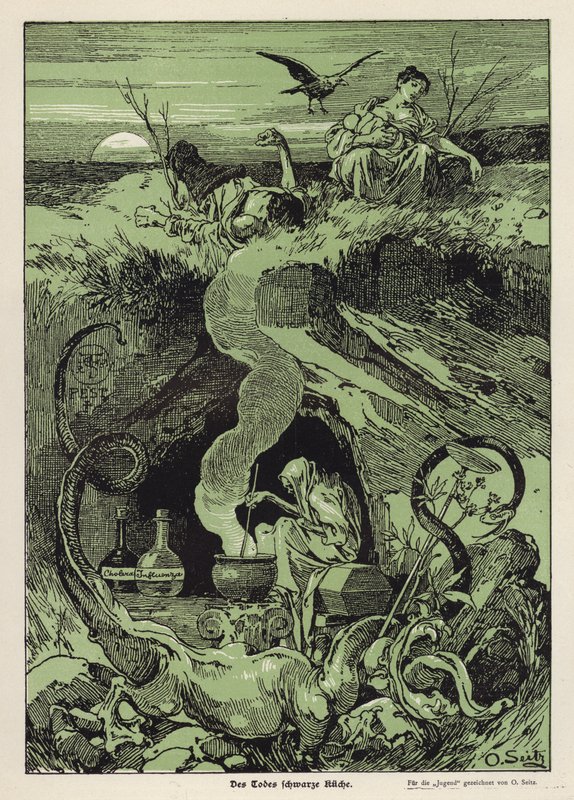 Kuoleman musta keittiö (väri litho) tekijältä Otto Seitz