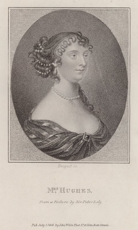 Margaret Hughes, englantilainen näyttelijä (kaiverrus) tekijältä Peter (after) Lely