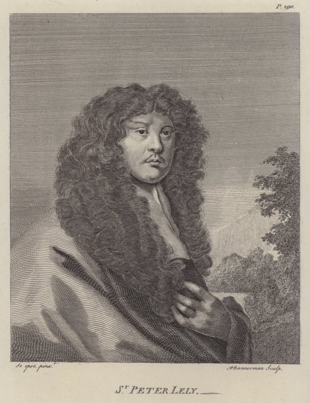Sir Peter Lely, englantilainen taiteilija (kaiverrus) tekijältä Peter (after) Lely