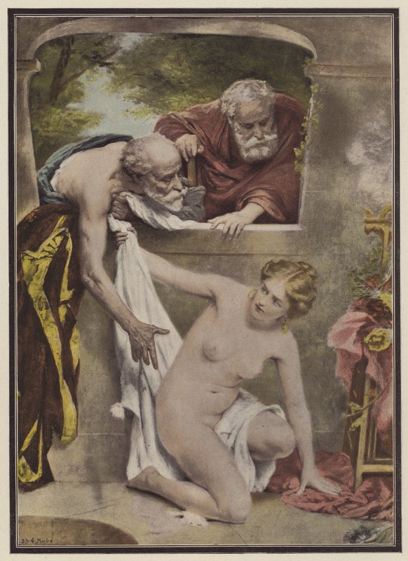 Susanna ja vanhimmat (väri litho) tekijältä Philippe Felix Dupuis