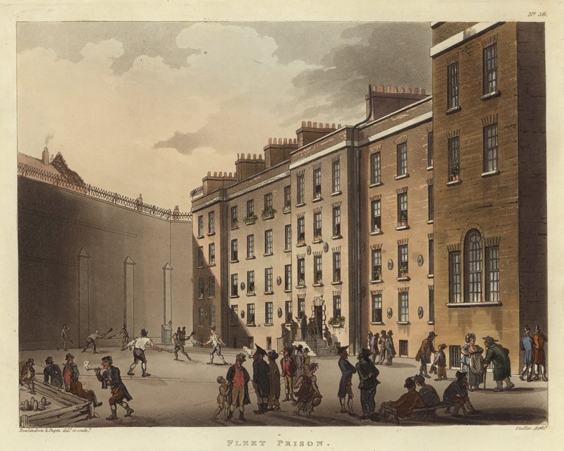 Laivaston vankila tekijältä Pugin and Rowlandson