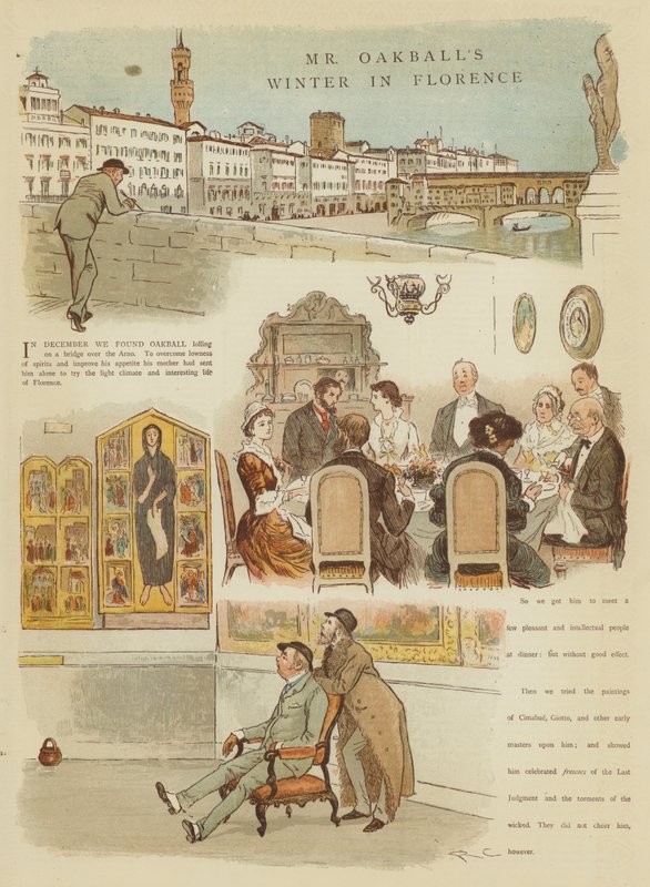 Mr Oakballin talvi Firenzessä (chromolitho) tekijältä Randolph Caldecott