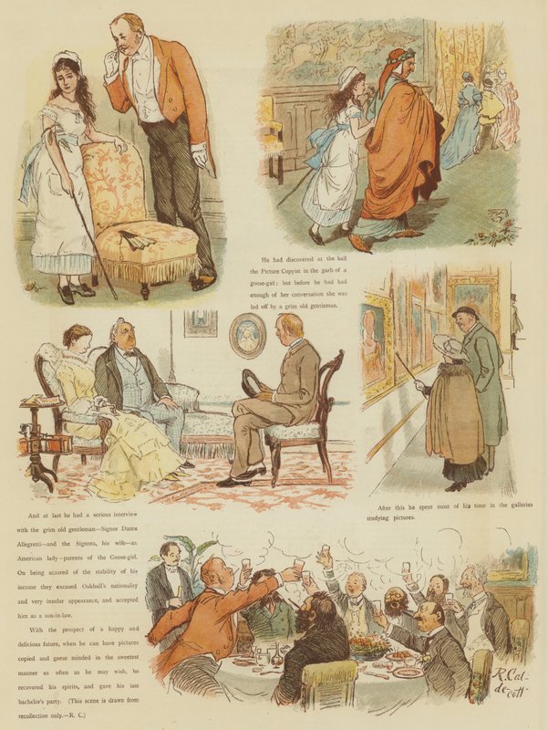 Mr Oakballin talvi Firenzessä (chromolitho) tekijältä Randolph Caldecott