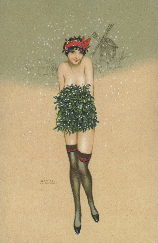 Tyttö kantaa nippu misteliä tekijältä Raphael Kirchner