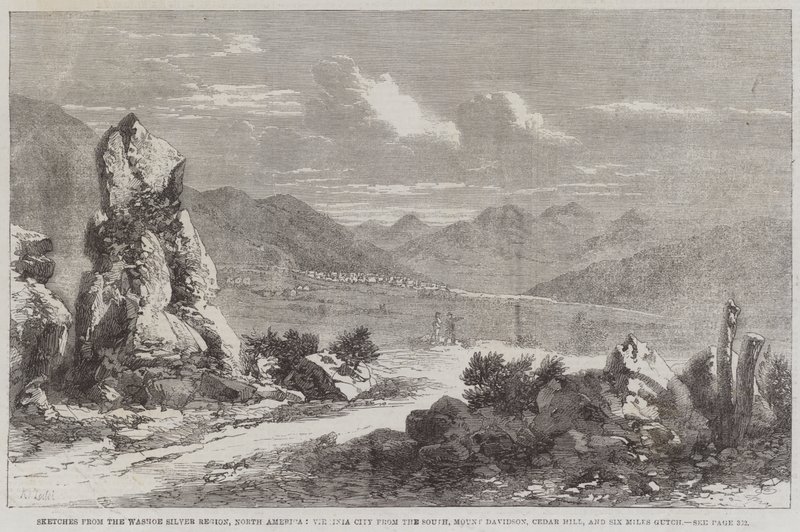 Luonnoksia Washoe Silverin alueelta, Pohjois-Amerikasta, Virginia Citystä etelästä, Mount Davidsonista, Cedar Hillistä ja Six Miles Gutchista tekijältä Richard Principal Leitch