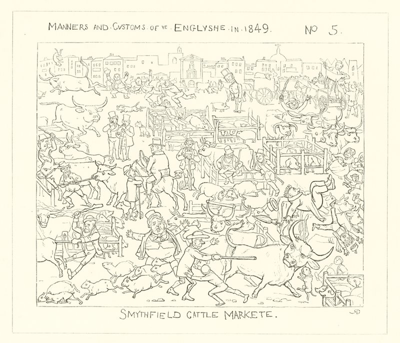 1849, Smithfieldin karjamarkkinat tekijältä Richard Doyle