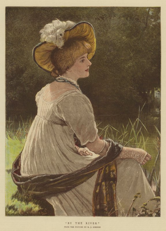 Joen rannalla (chromolitho) tekijältä Robert James Gordon