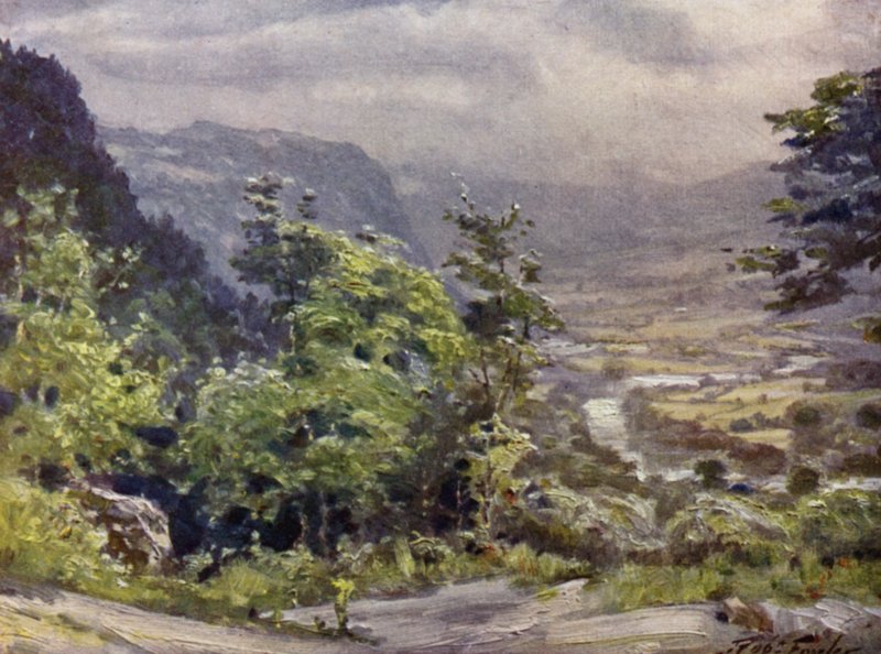 Conway Valley (väri litho) tekijältä Robert (after) Fowler