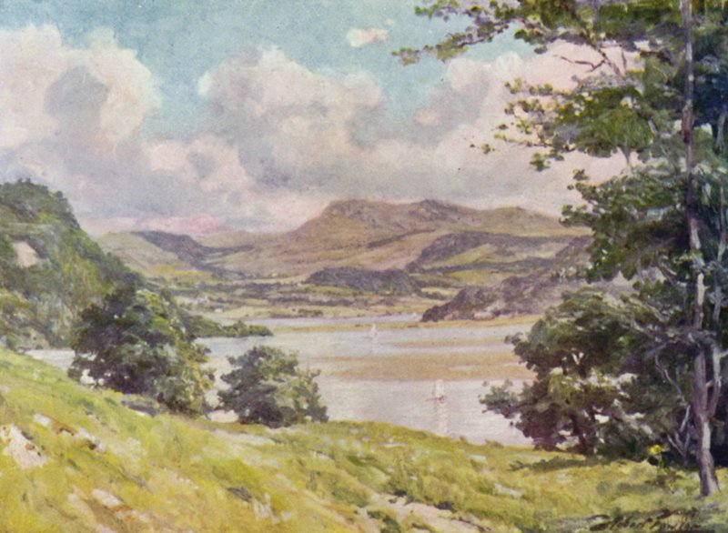 Lähellä Penmaen-allasta, keskipäivällä (väri litho) tekijältä Robert (after) Fowler