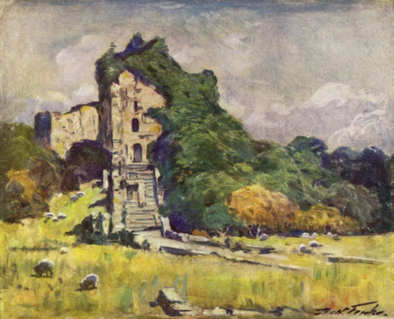 Old Castle Keep, Cardiff (väri litho) tekijältä Robert (after) Fowler