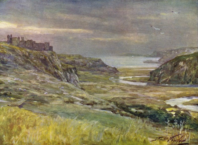 Pennard Castle, Glamorganshire (väri litho) tekijältä Robert (after) Fowler