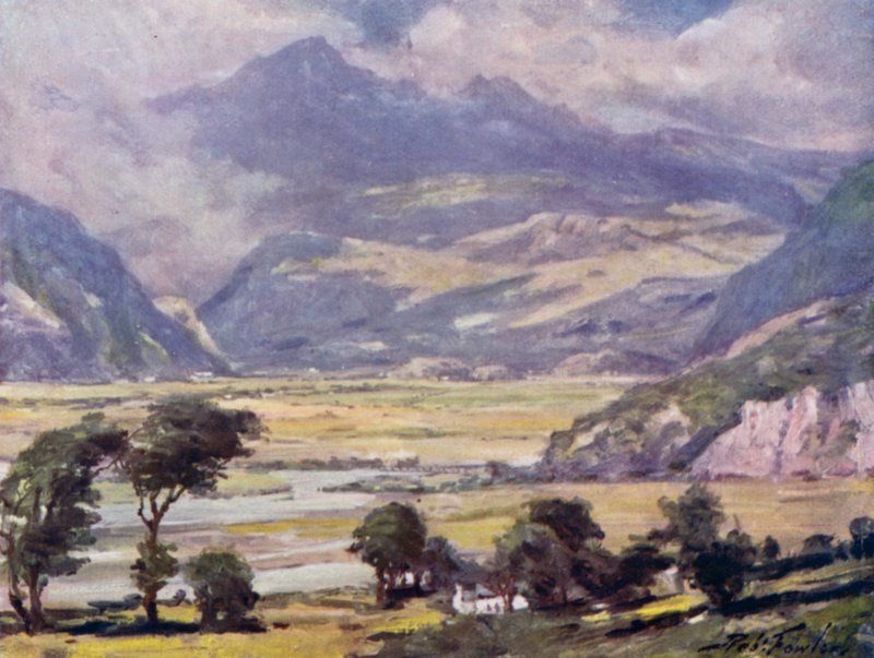 Snowdon Traeth Mawrilta (väri litho) tekijältä Robert (after) Fowler