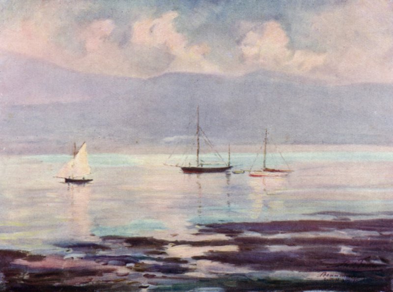 Yachts, Anglesey Coast (väri litho) tekijältä Robert (after) Fowler
