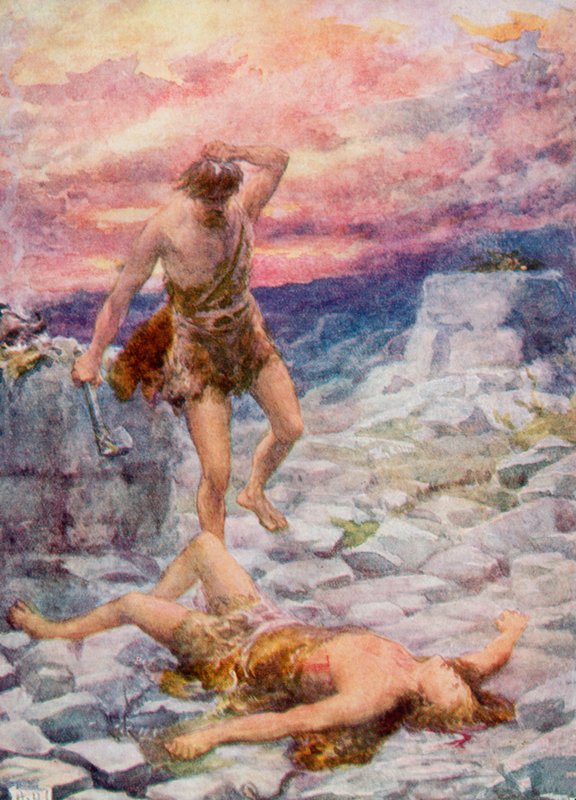Kain ja Abel (väri litho) tekijältä Robert Ambrose (after) Dudley