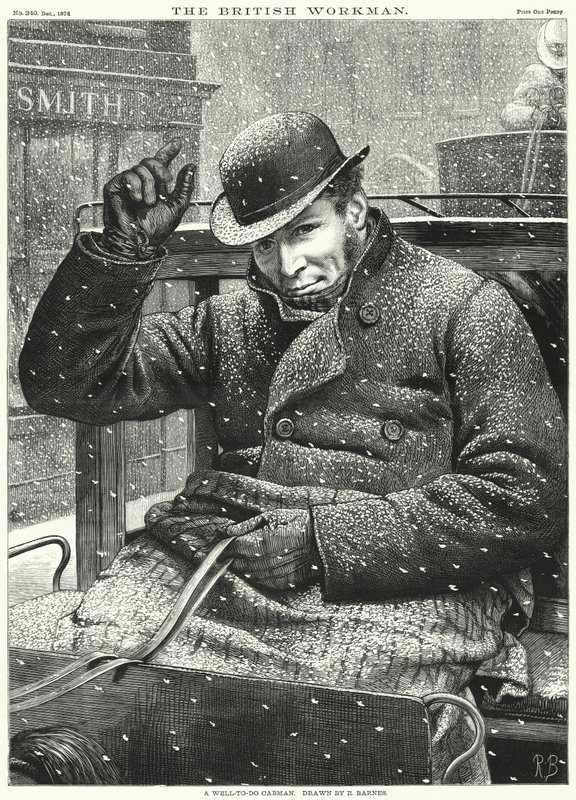 Hyvin toimeentuleva Cabman (kaiverrus) tekijältä Robert Barnes