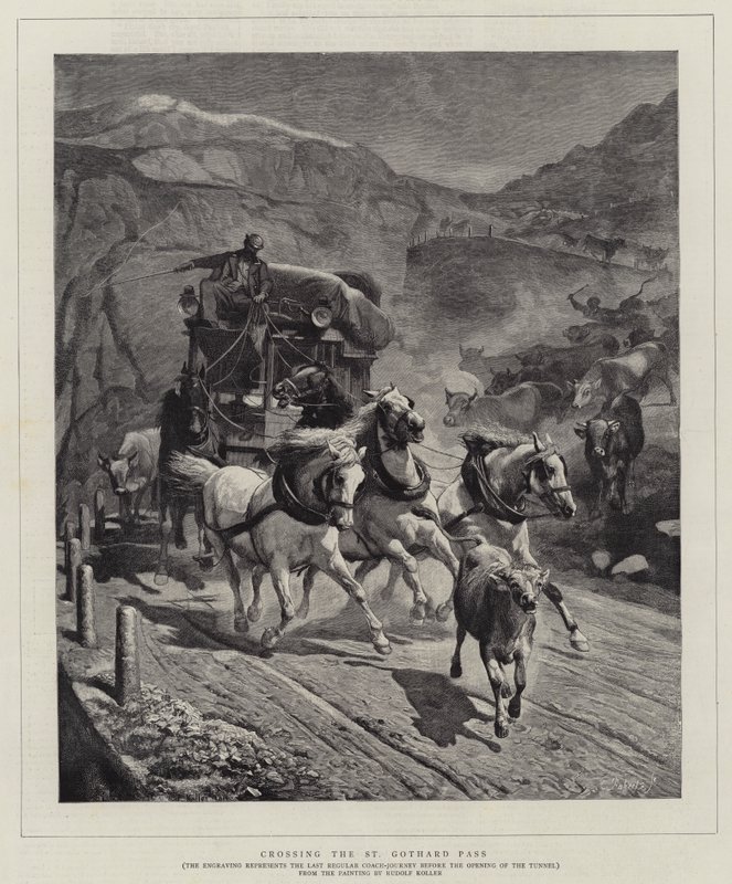 St Gotthardin solan ylittäminen tekijältä Rudolf Johann Koller