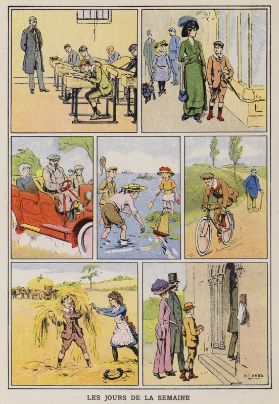 Viikonpäivät (chromolitho) tekijältä S.T. (after) Dadd