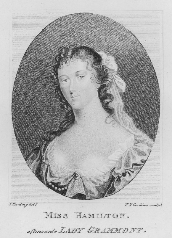 Miss Hamilton, jälkeenpäin Lady Grammont (kaiverrus) tekijältä S. (after) Harding