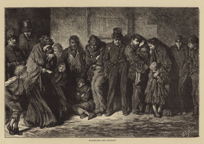 Koditon ja nälkäinen tekijältä Samuel Luke Fildes
