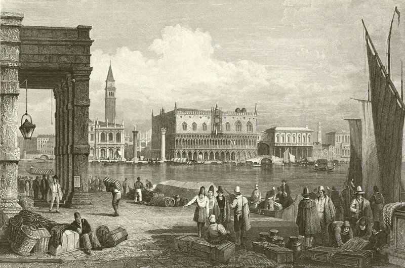 Grand Canal ja Dogen palatsi, Venetsia tekijältä Samuel Prout