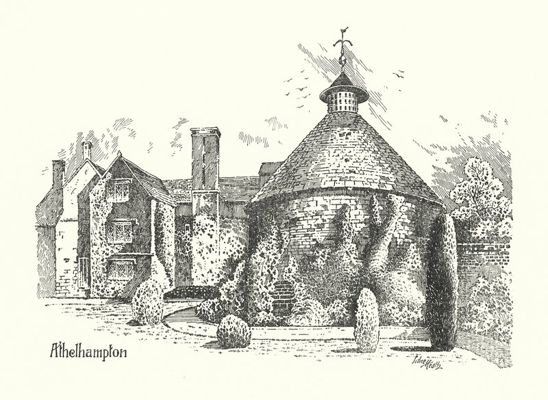 Dorset: Athelhampton Hall (litografia). tekijältä Sidney Heath