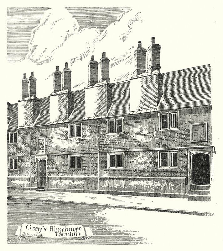 Greyn Almshouse, Taunton (kaiverrus) tekijältä Sidney Heath