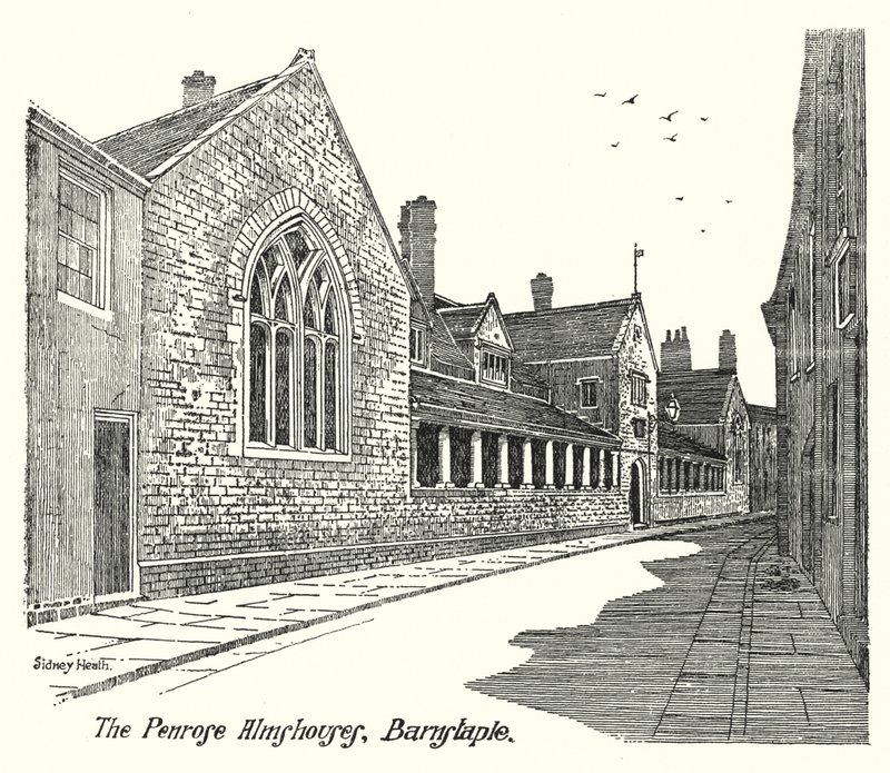 Penrose Almshouses, Barnstaple (kaiverrus) tekijältä Sidney Heath