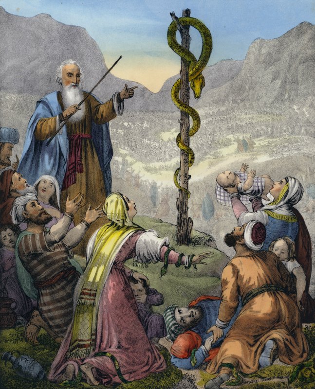 The Brazen Serpent (värillinen kaiverrus) tekijältä Siegfried Detler Bendixen