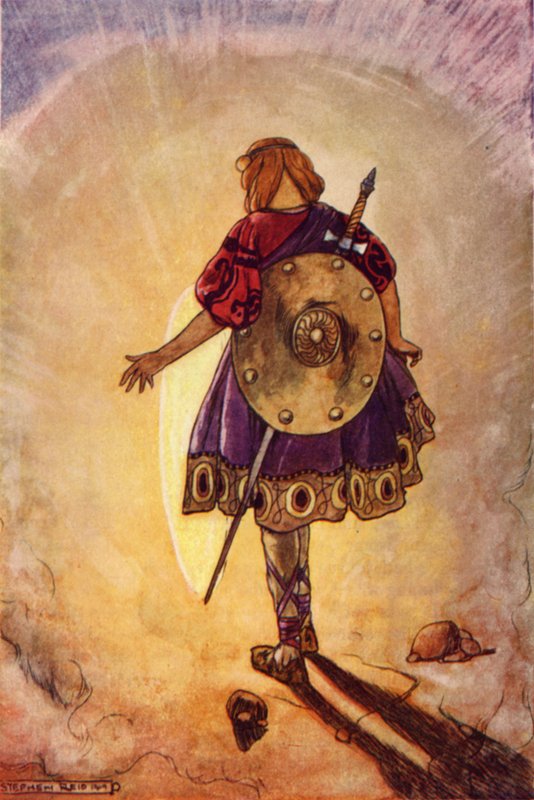 Cuchulain seuraa kiiltävää pyörää (väri litho) tekijältä Stephen Reid
