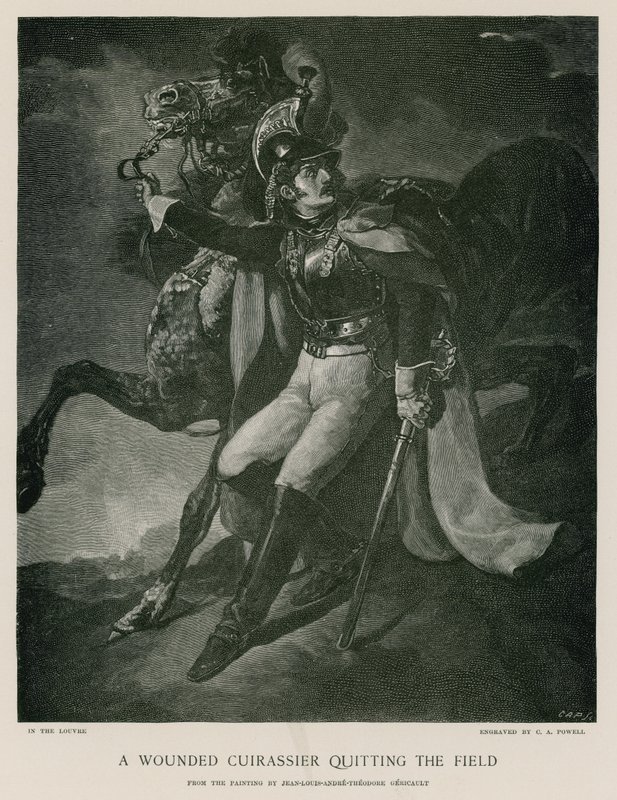 Haavoittunut kirassiri poistumassa kentältä tekijältä Theodore Gericault
