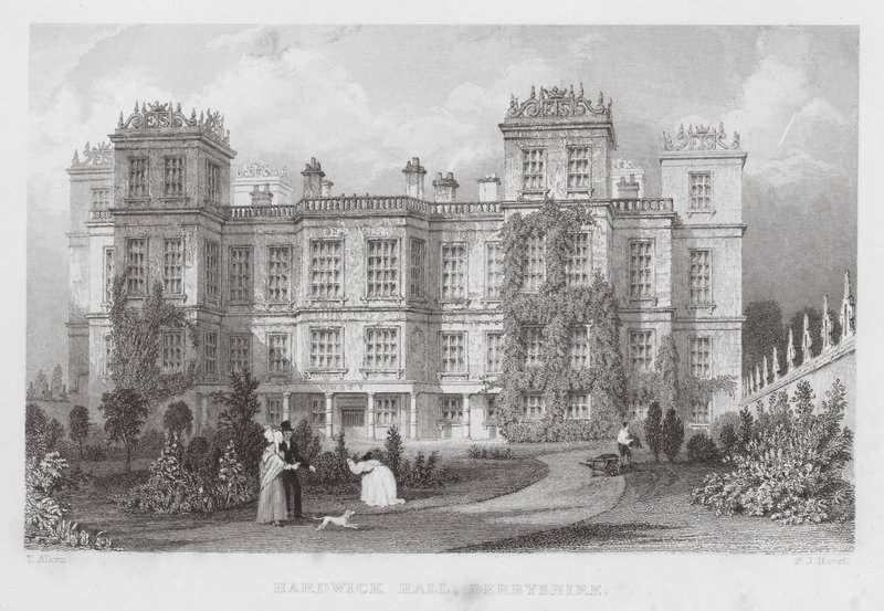Hardwick Hall, Derbyshire (kaiverrus) tekijältä Thomas (after) Allom