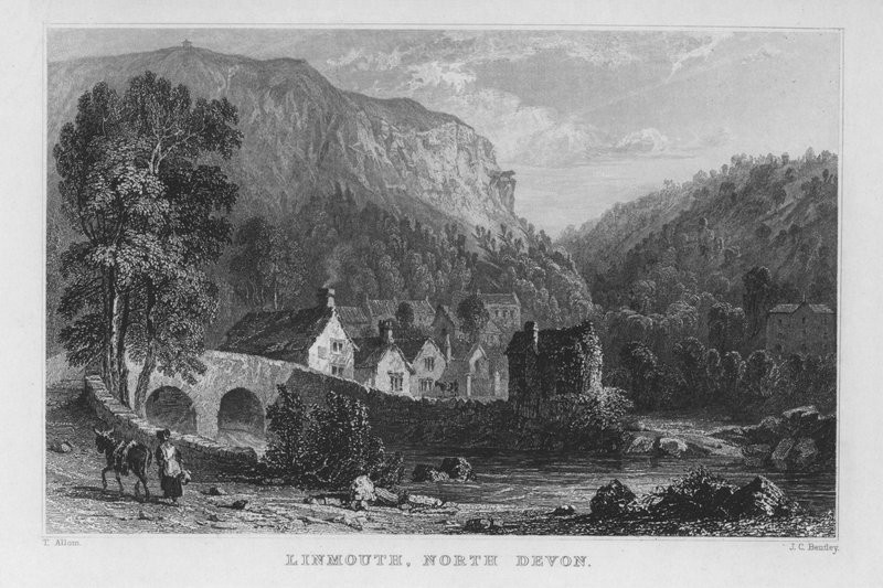 Lynmouth, North Devon (kaiverrus) tekijältä Thomas (after) Allom