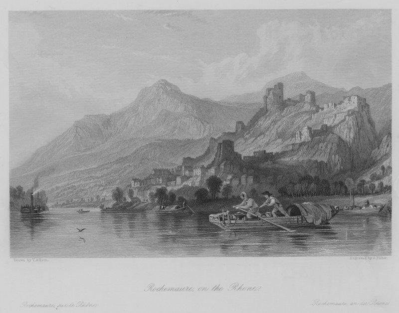 Rochemaure, Rhône (kaiverrus) tekijältä Thomas (after) Allom