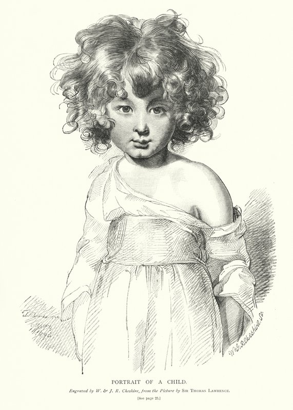Lapsen muotokuva (kaiverrus) tekijältä Thomas (after) Lawrence