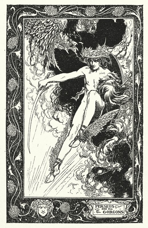Perseus ja gorgonit (litografia) tekijältä Thomas Heath Robinson