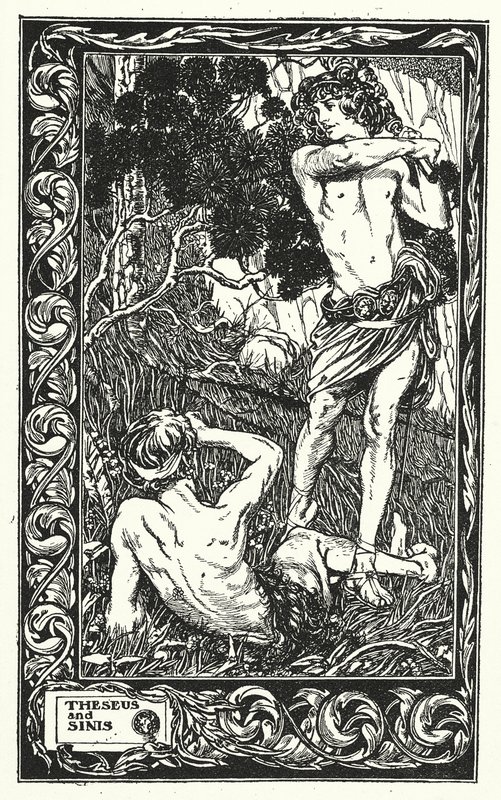Theseus ja Sinis (litografia) tekijältä Thomas Heath Robinson