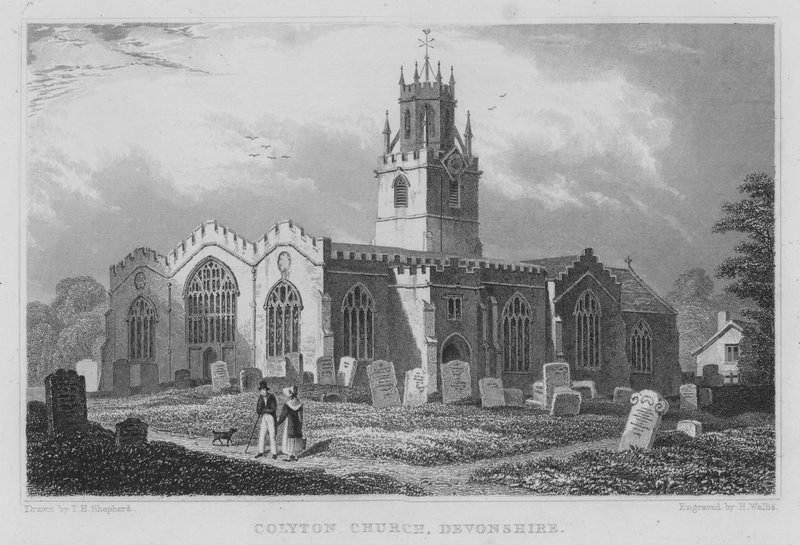 Colyton Church, Devonshire (kaiverrus) tekijältä Thomas Hosmer (after) Shepherd