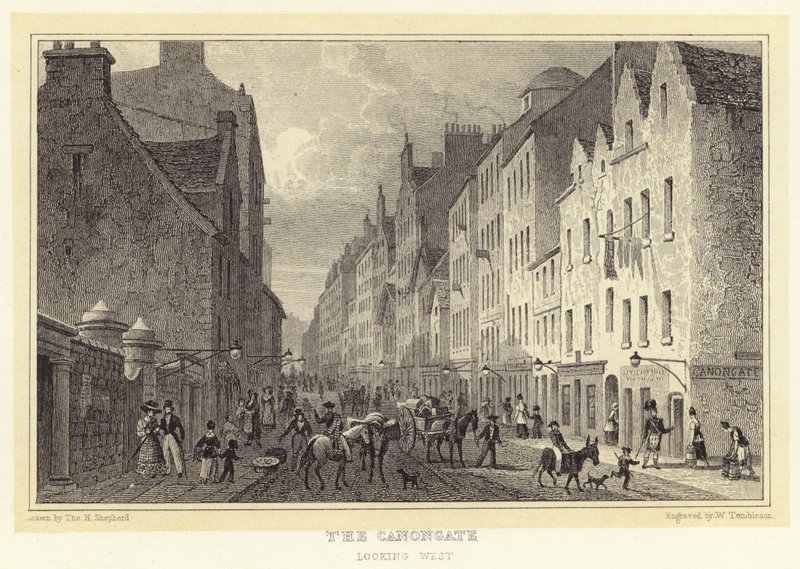 Canongate, katsoo länteen (kaiverrus) tekijältä Thomas Hosmer (after) Shepherd