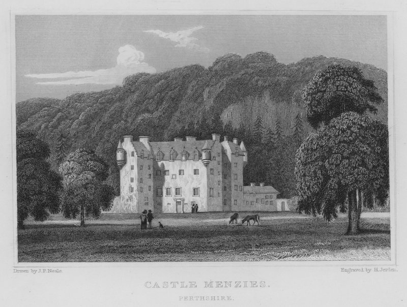 Castle Menzies, Perthshire (kaiverrus) tekijältä Thomas Hosmer Shepherd