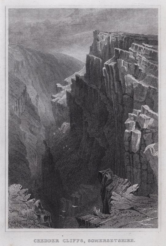 Cheddar Cliffs, Somersetshire (kaiverrus) tekijältä Thomas Hosmer Shepherd