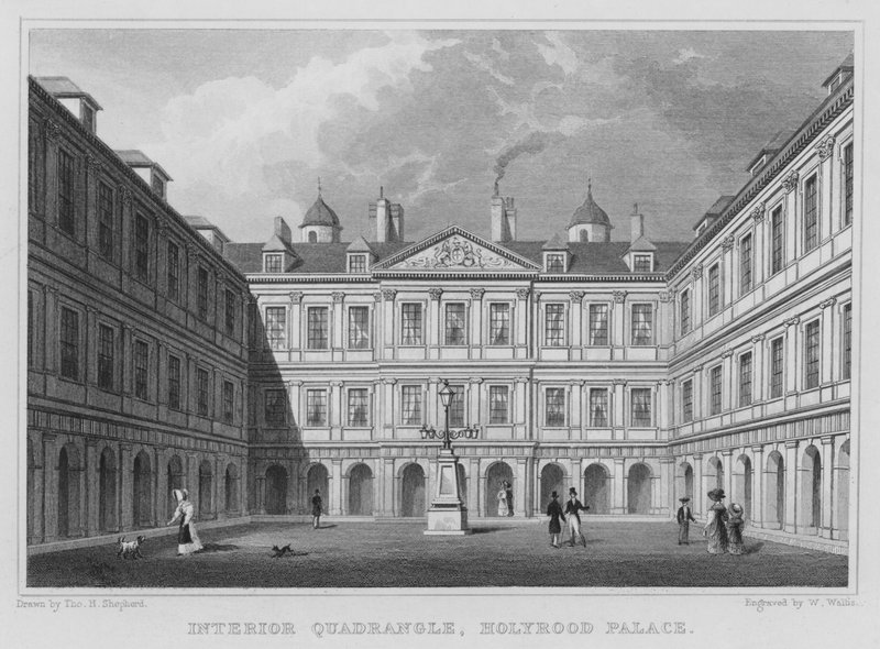 Interior Quadrangle, Holyrood Palace (kaiverrus) tekijältä Thomas Hosmer Shepherd
