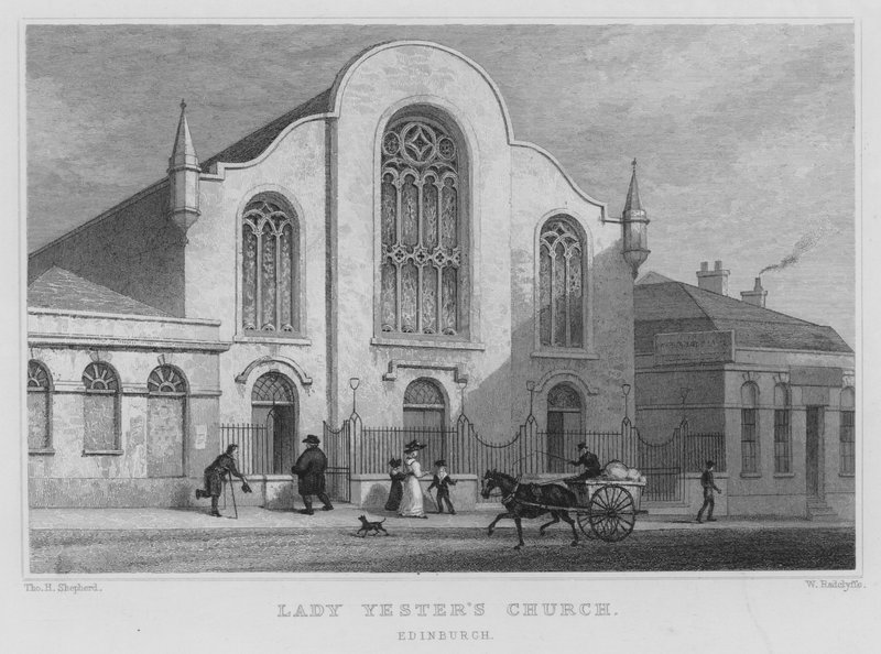 Lady Yesterin kirkko, Edinburgh (kaiverrus) tekijältä Thomas Hosmer Shepherd