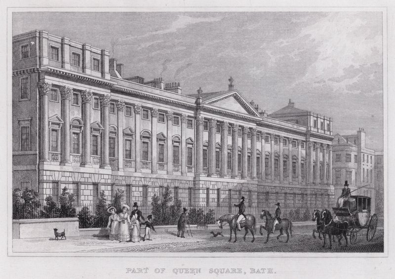 Osa Queen Squarea, Bath (kaiverrus) tekijältä Thomas Hosmer Shepherd
