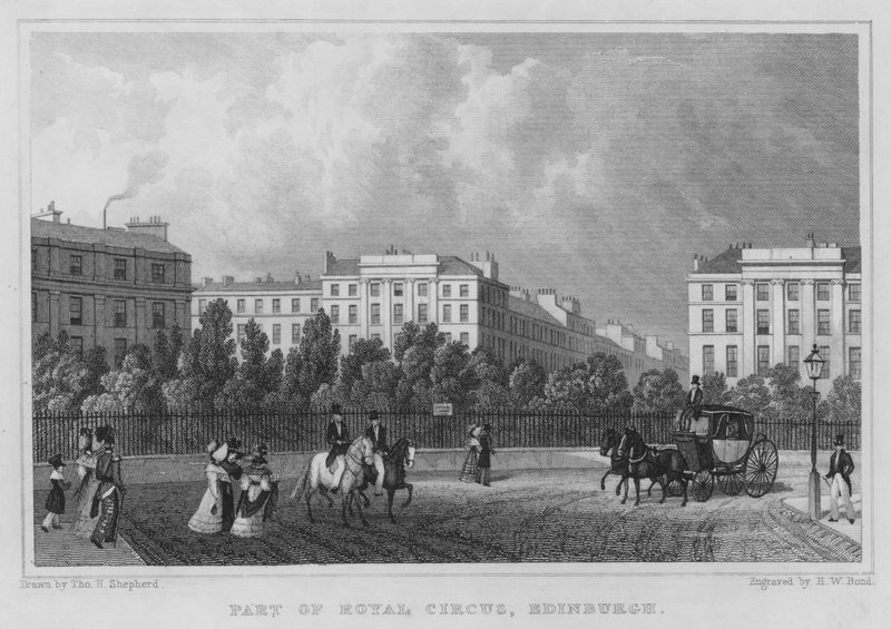 Osa Royal Circusta, Edinburgh (kaiverrus) tekijältä Thomas Hosmer Shepherd