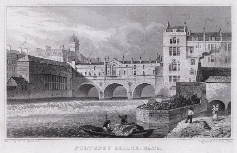 Pulteney Bridge, Bath (kaiverrus) tekijältä Thomas Hosmer Shepherd