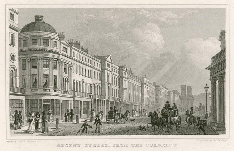 Regent Street, Lontoo, Quadrantista tekijältä Thomas Hosmer Shepherd