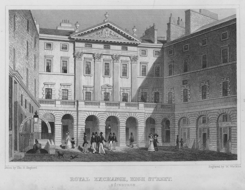 Royal Exchange, High Street, Edinburgh (kaiverrus) tekijältä Thomas Hosmer Shepherd