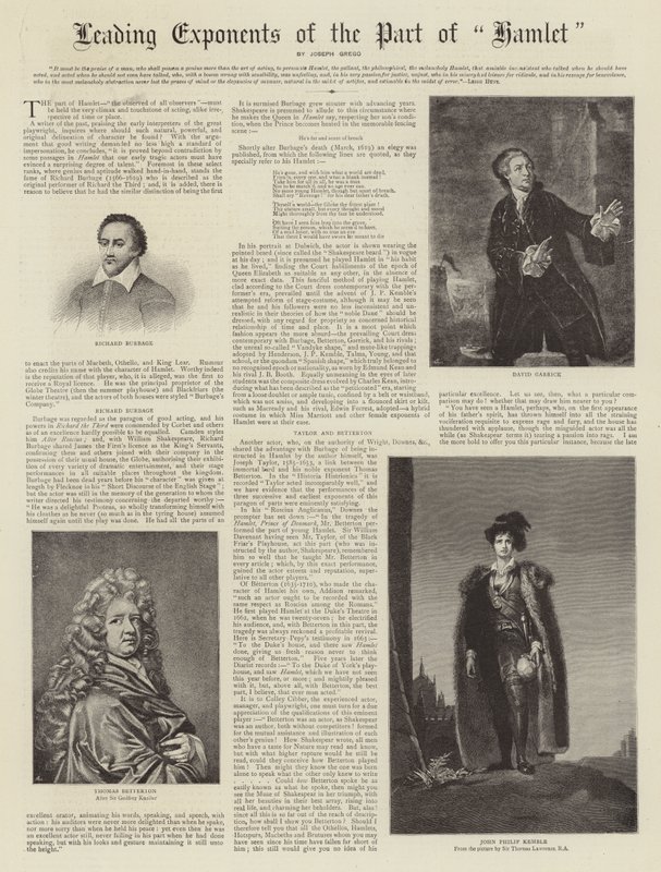 Hamletin roolin johtavat esittäjät tekijältä Thomas Lawrence