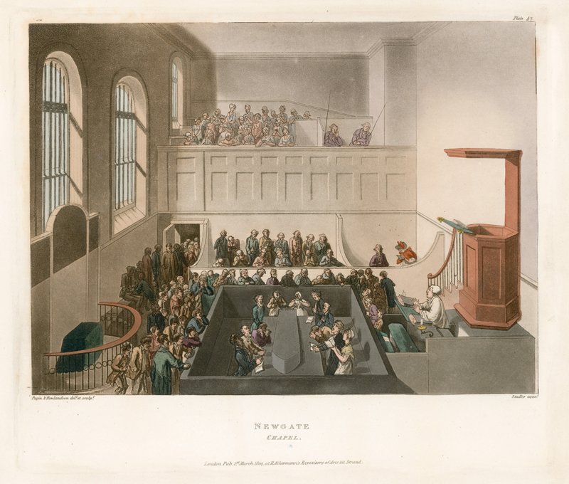 Newgaten kappeli tekijältä Thomas Rowlandson